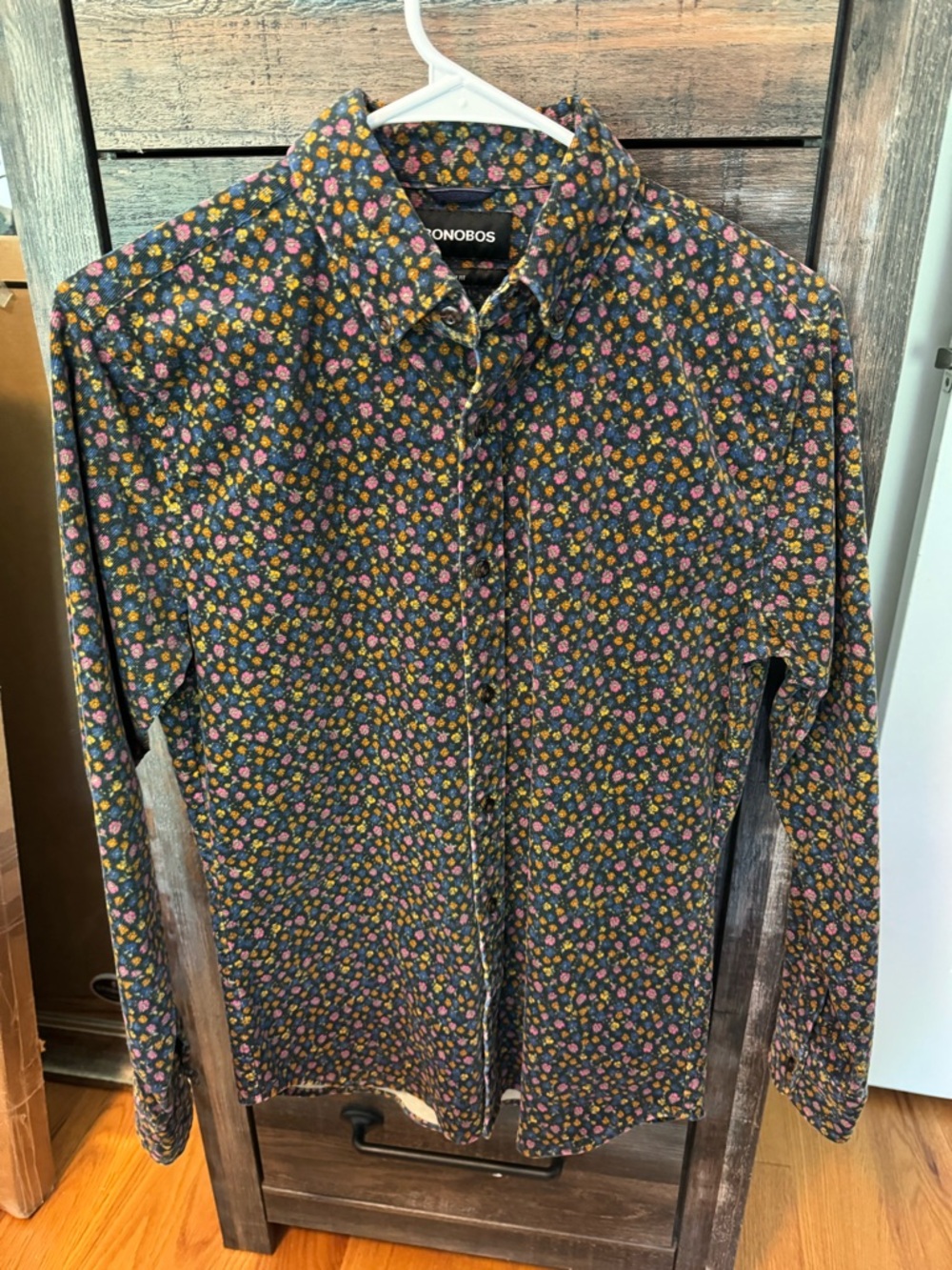 Bonobos Dark Floral Button-Down Corduroy Shirt with Flowers - XS Slim Fit